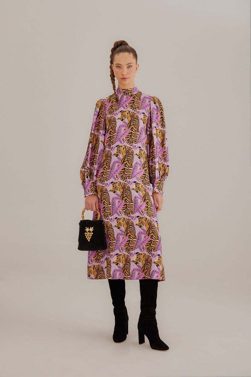 Midi-Kleid mit Tigerprint
