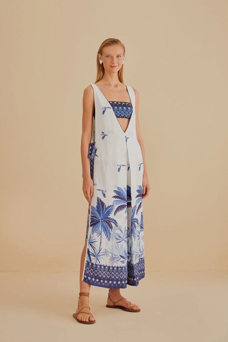 Maxikleid Überwurf mit Palmenprint