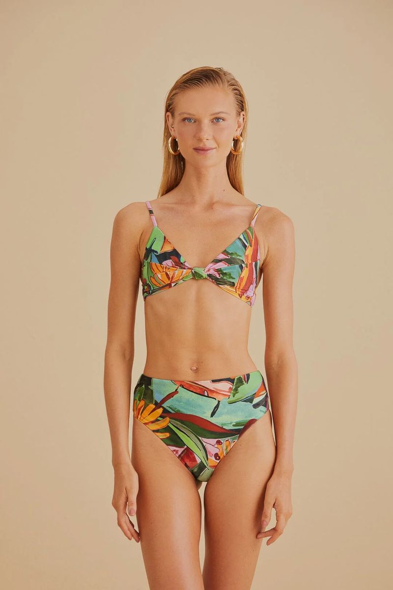 High-Waist Bikinihose mit Blumenmuster