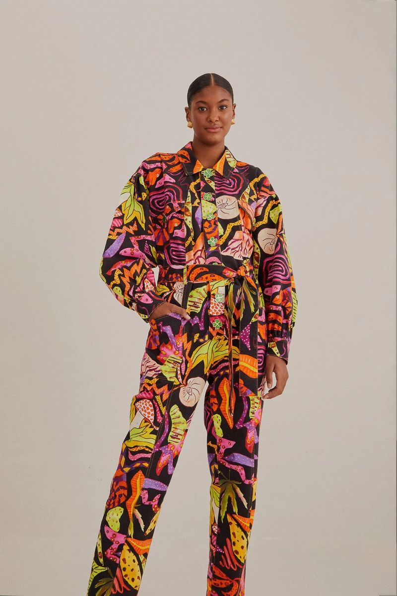 Jumpsuit aus Baumwolle mit psychedelischem Muster