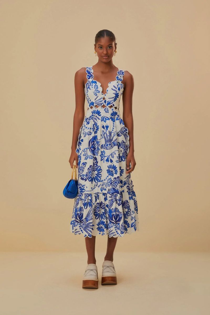 Florales Midi-Kleid mit Cutout