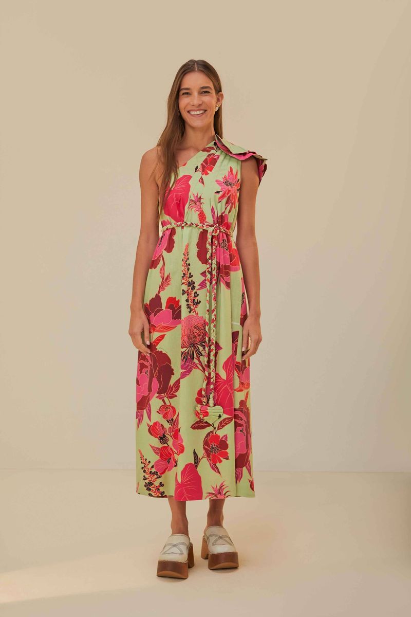 Maxikleid mit floralem Print und einer Schulter