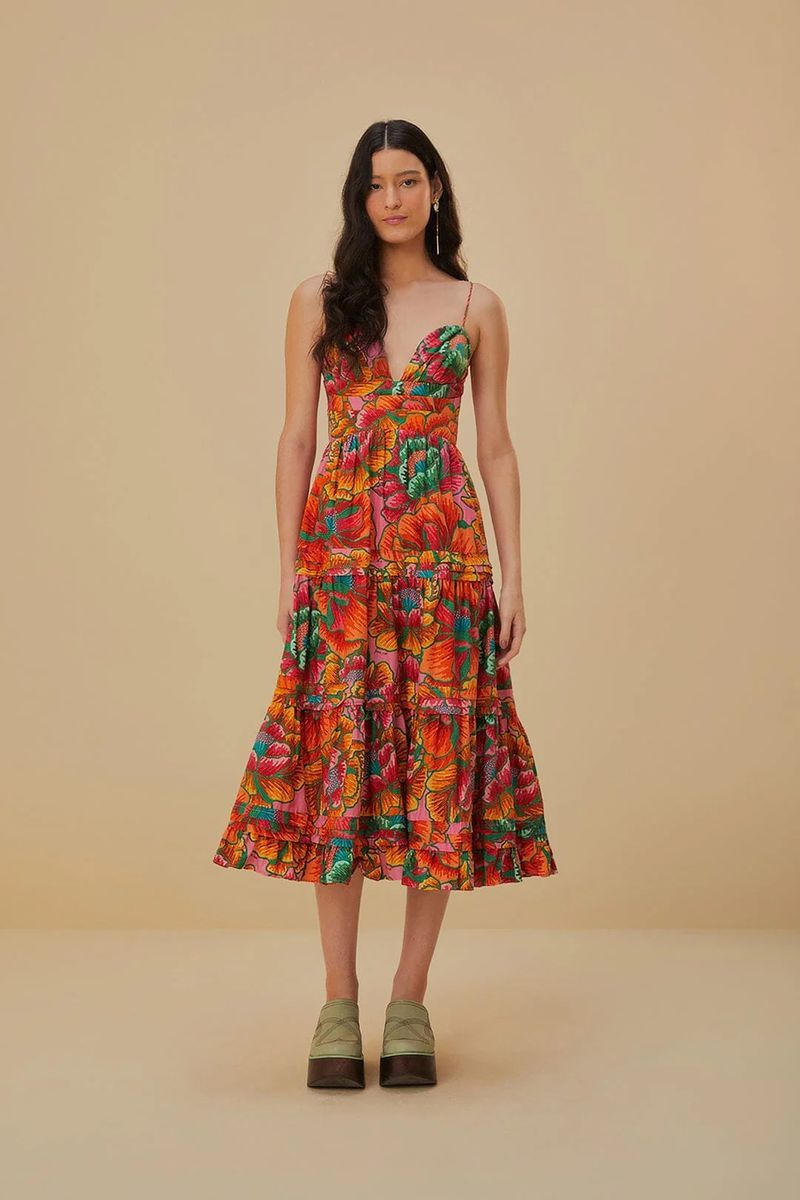Geblümtes ärmelloses Maxikleid mit Perlen