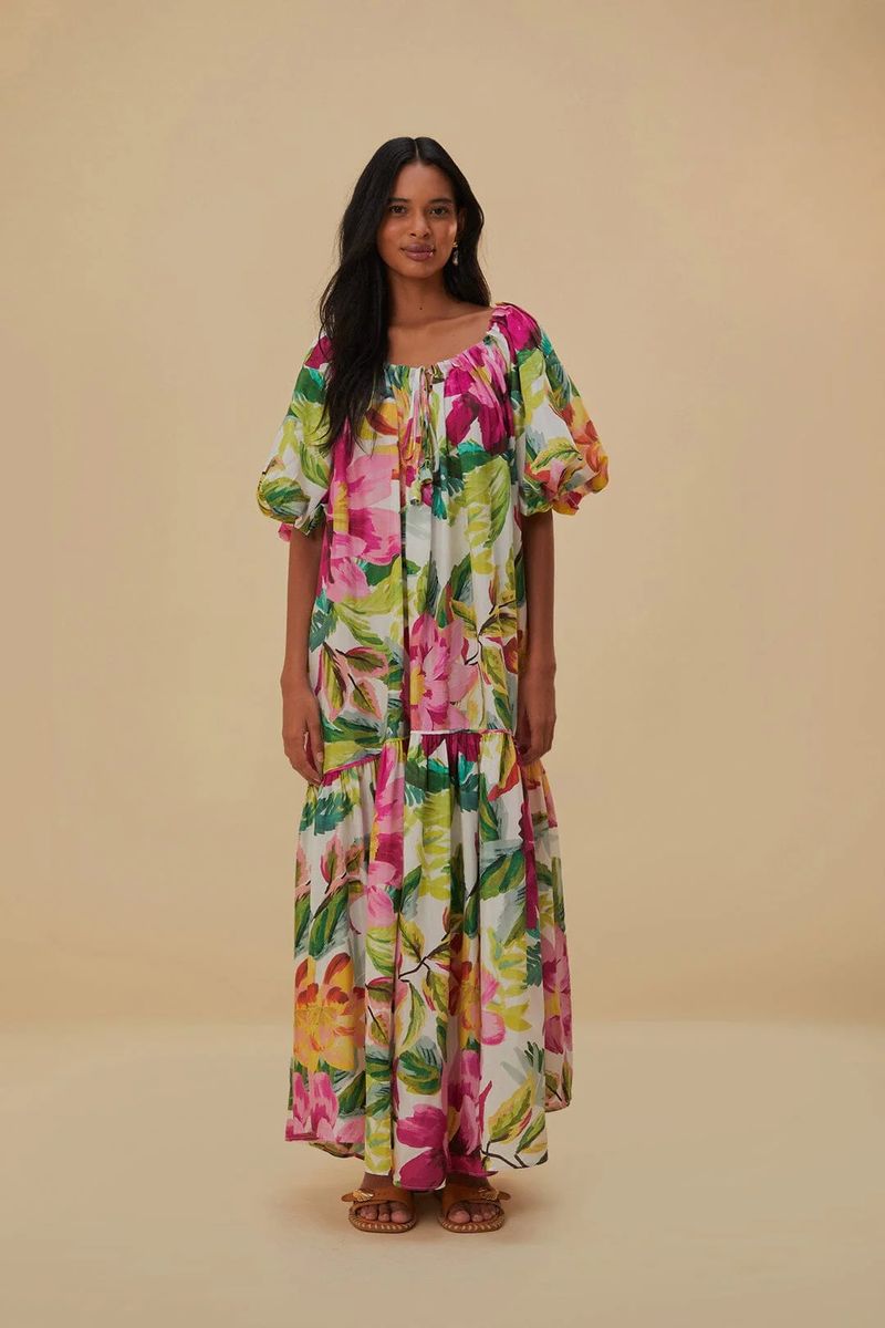 Maxikleid mit Blumenmuster und schulterfreiem Design