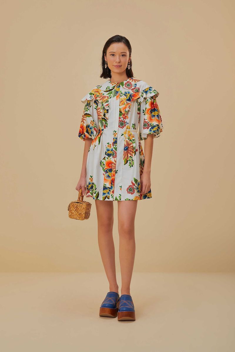 Mini-Kleid aus Bio-Baumwolle mit Blumendruck