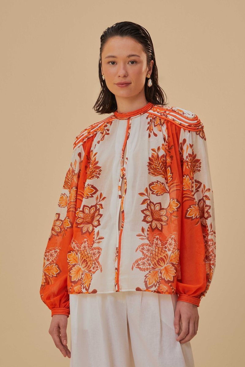 Bluse aus Bio-Baumwolle mit Blumendruck