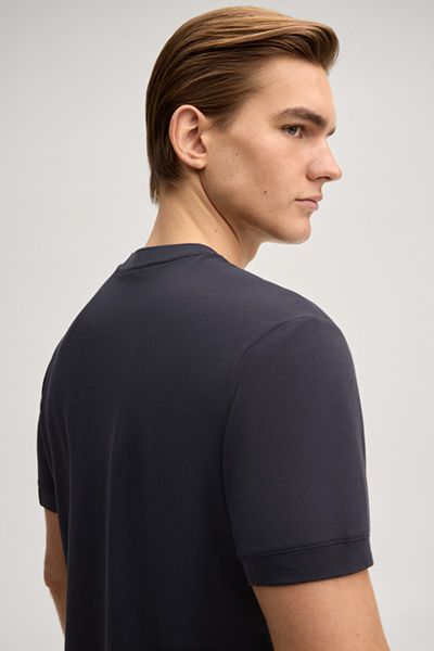 Mascotte Dallacio Dunkelblaues T-Shirt aus Baumwollmischung mit Rundhalsausschnitt