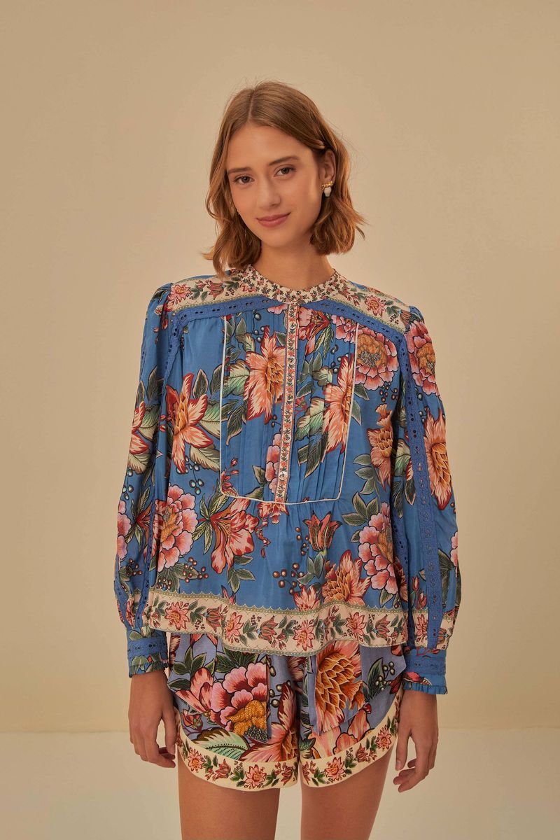 Langärmelige Bluse mit Blumendruck