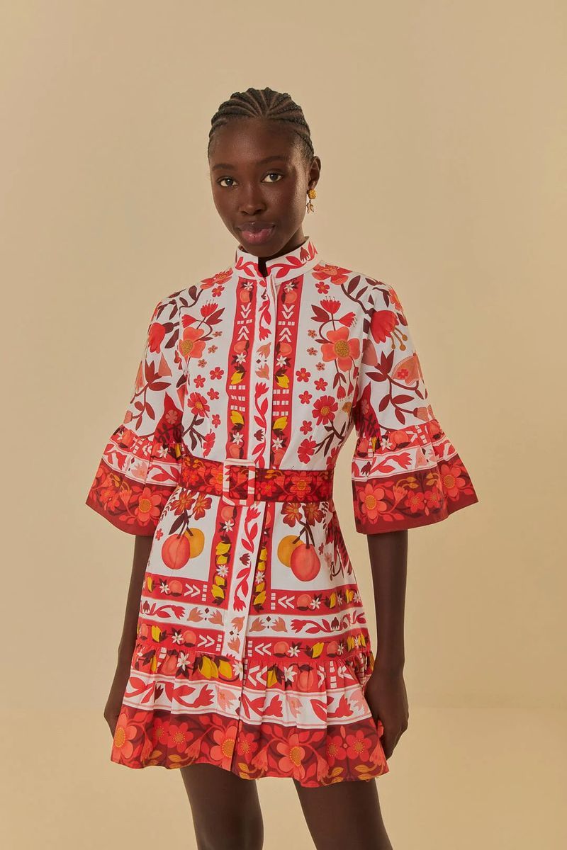 Romantisches Mini-Kleid mit Obstgarten-Print