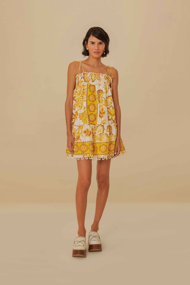 Geblümtes Mini-Sommerkleid mit Spitzensaum