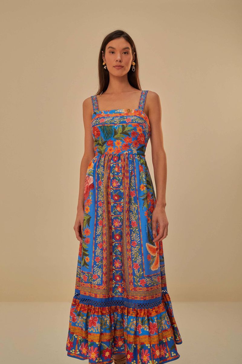 Maxikleid aus Baumwolle mit Blumendruck