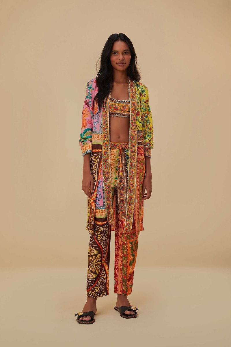 Bunte Chemise aus Viskose mit gemischten Schals