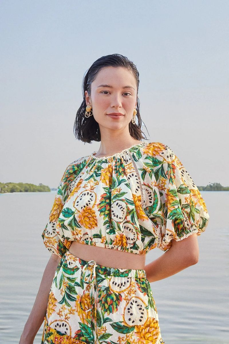 Tropisches Crop-Top mit Print