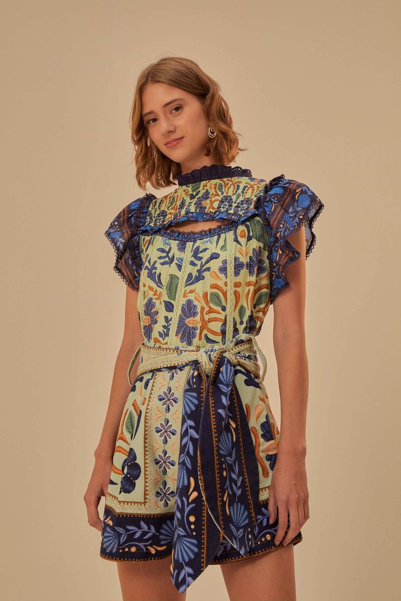 Kurz Set mit Gobelin Muster