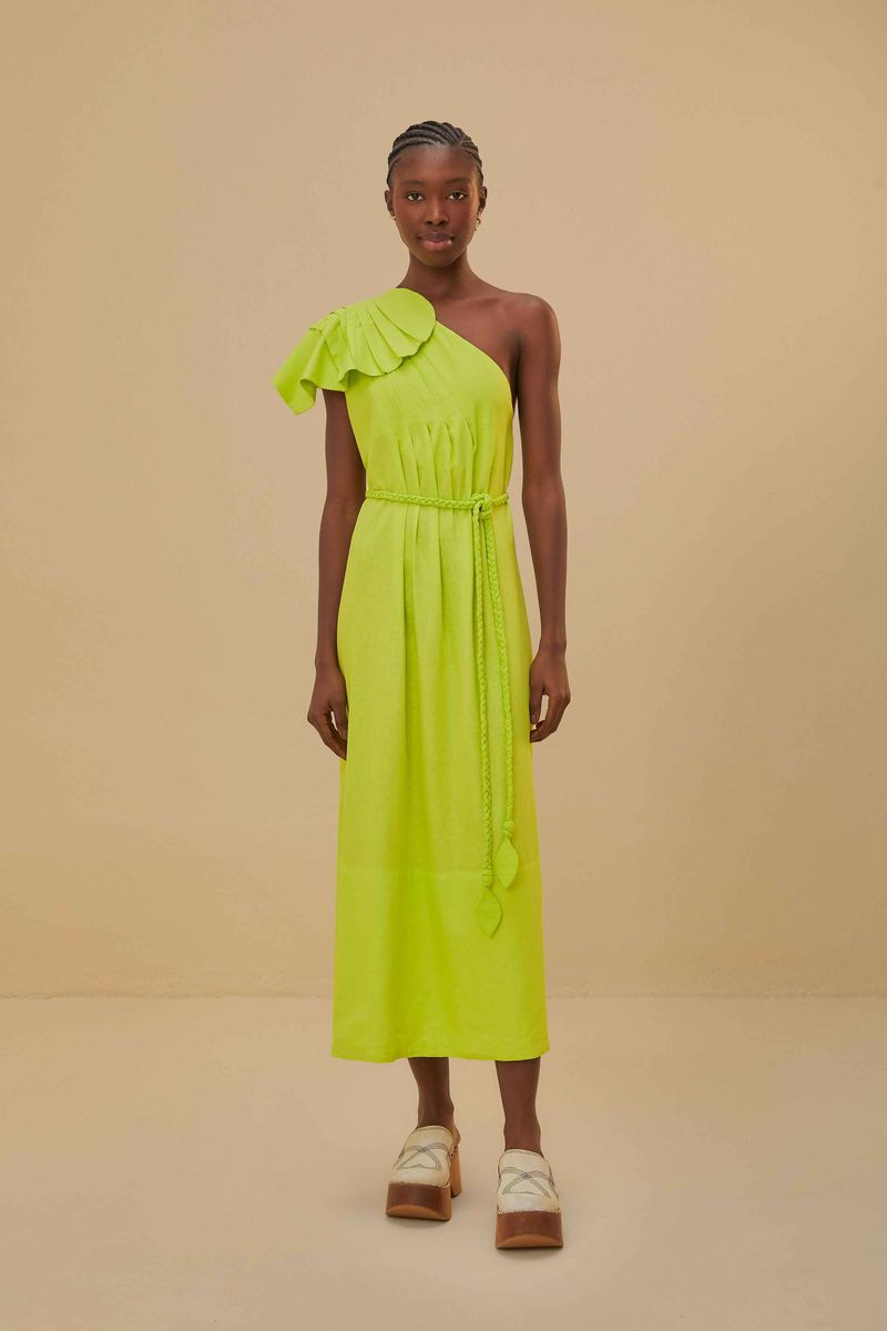 One-Shoulder Maxikleid mit Rüschendetail