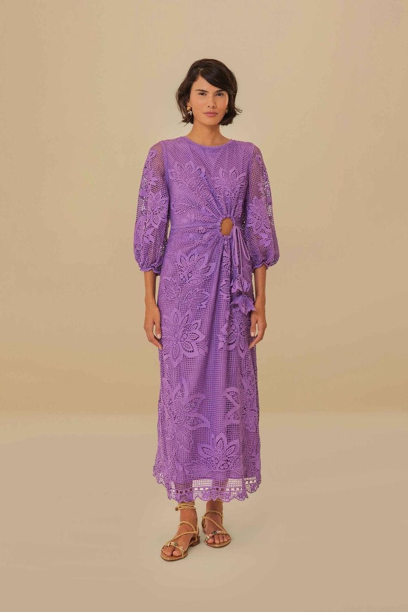 Guipure-Spitzenmidikleid mit Cut-Out-Detail