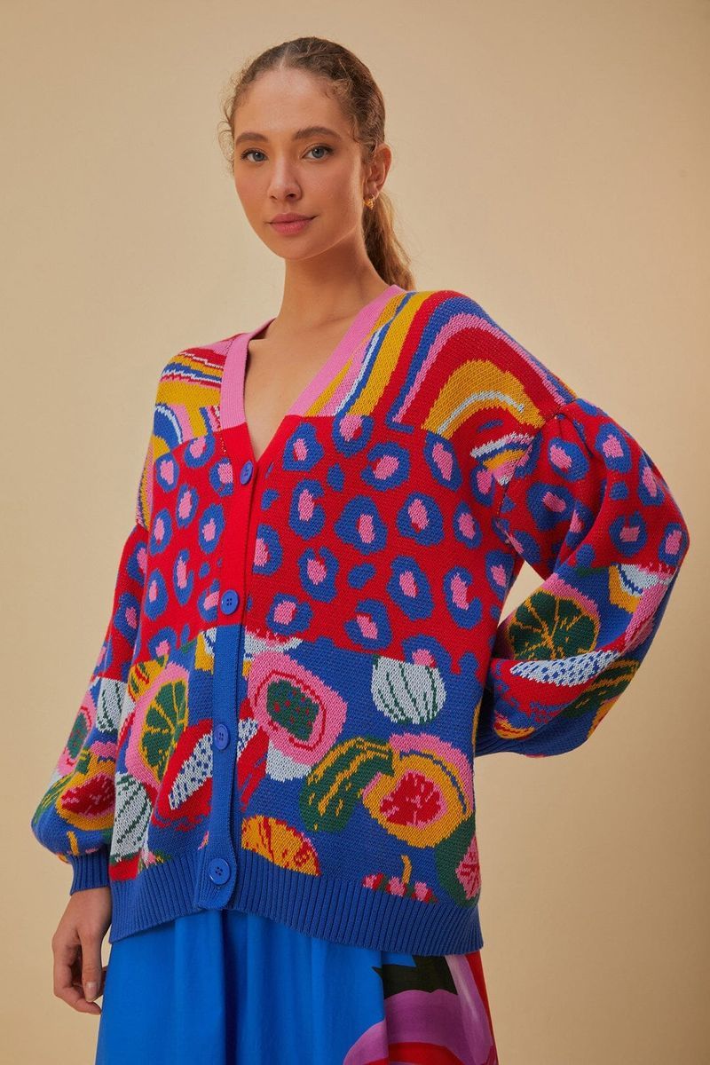 Baumwollstrickjacke mit verschiedenen Drucken