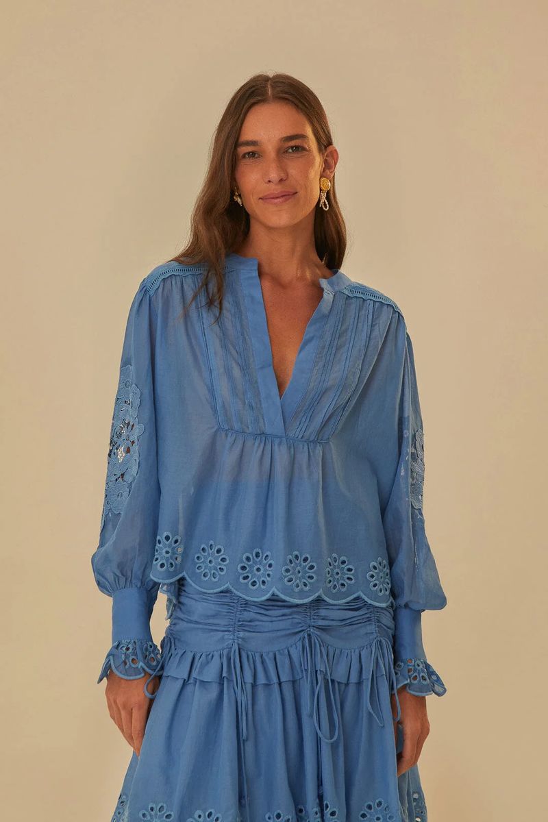 Gestockte Bauernbluse aus Baumwolle