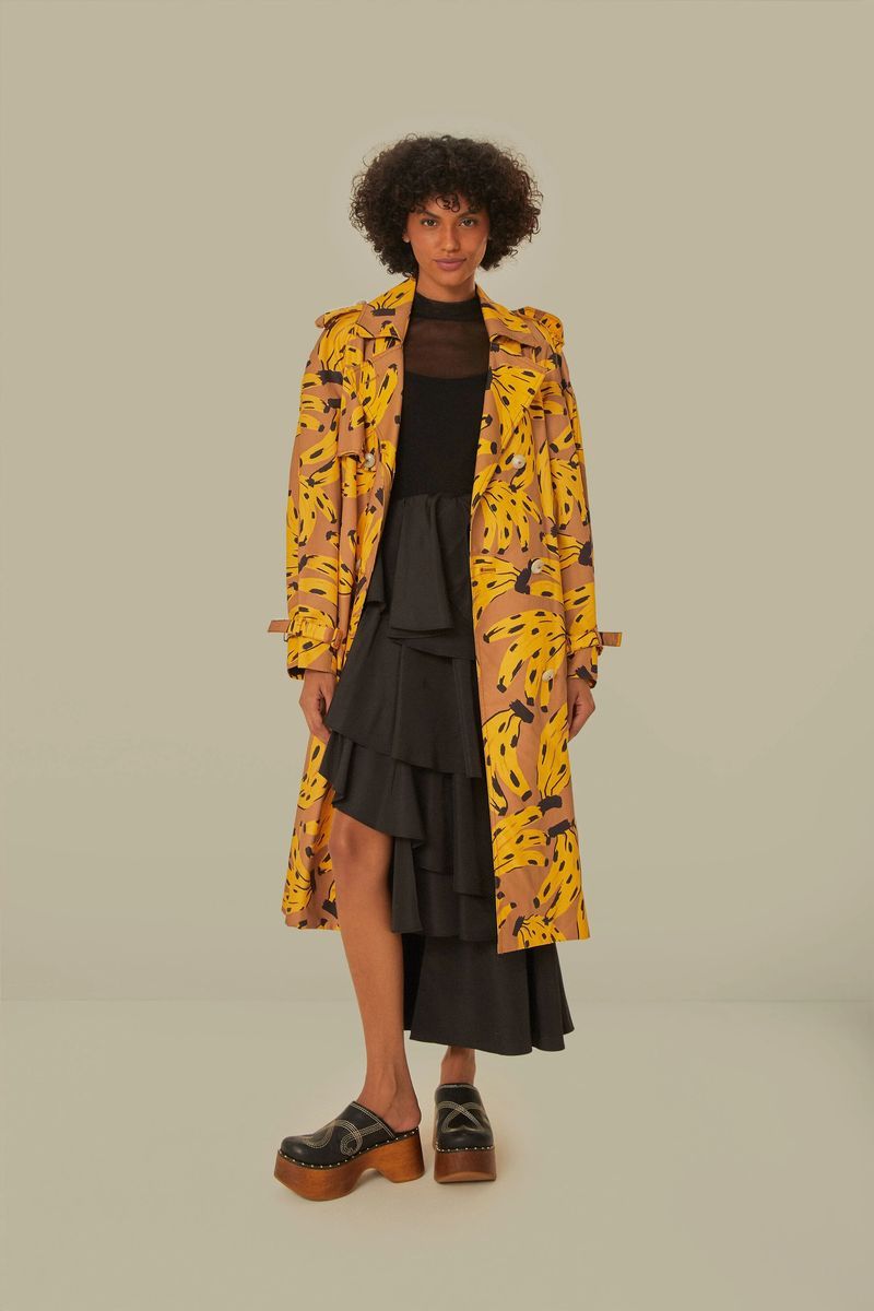 Trenchcoat mit Bananenmuster