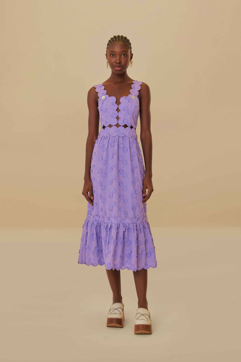 Midi-Kleid mit Blumenapplikation und Cutout