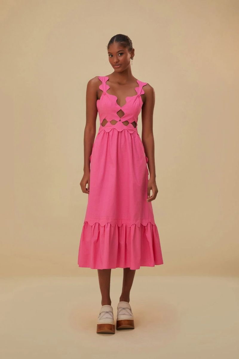 Pinkes Midikleid mit Cut-Outs