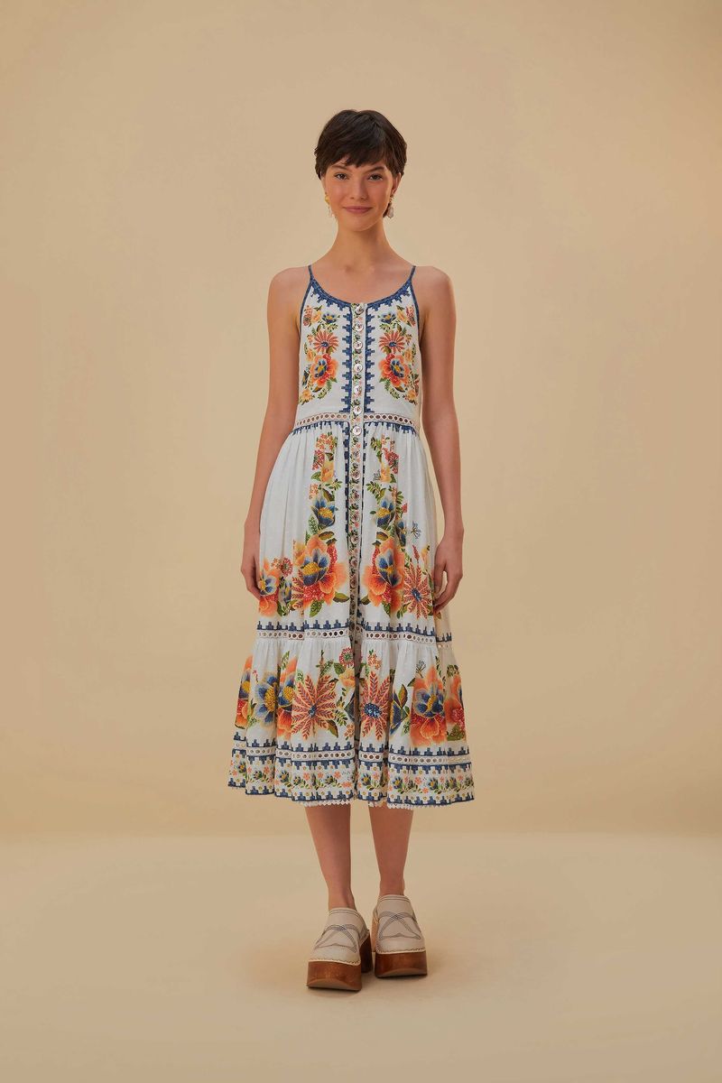 Blumenmuster Baumwoll-Midikleid