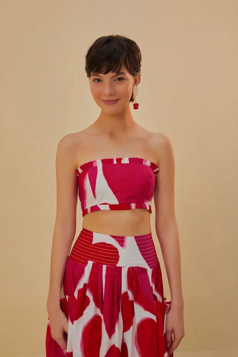 Ärmelloses Crop-Top mit auffälligem Print