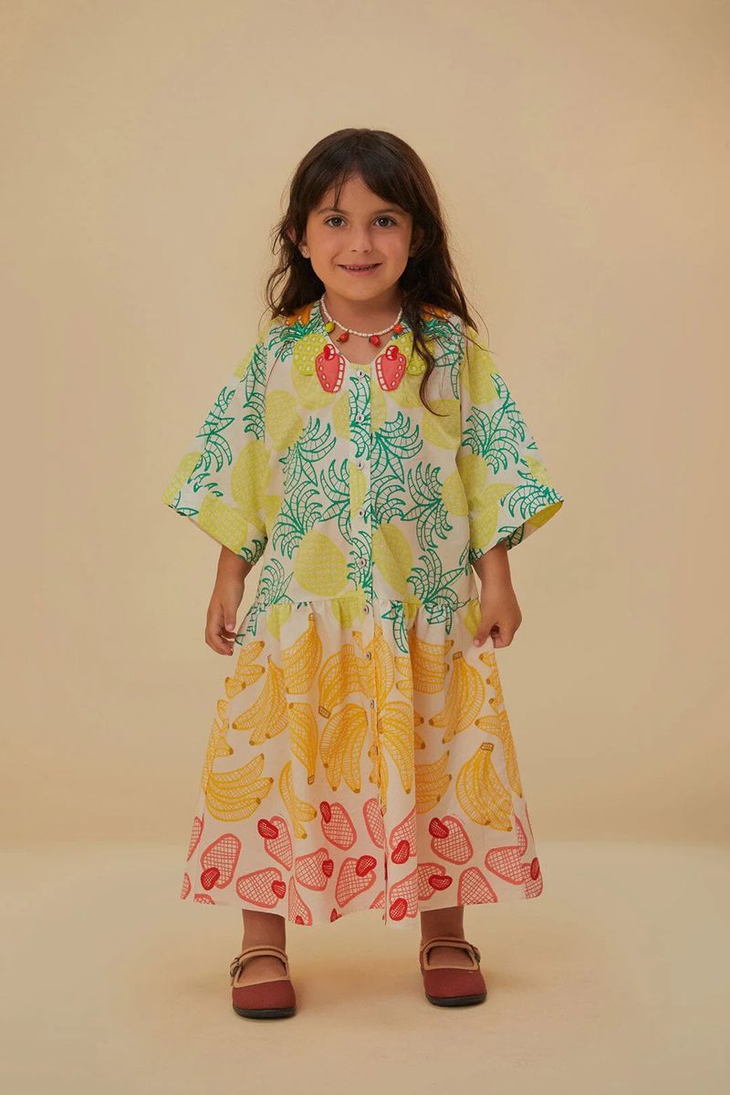 Verspieltes Kleid mit tropischem Fruchtmuster