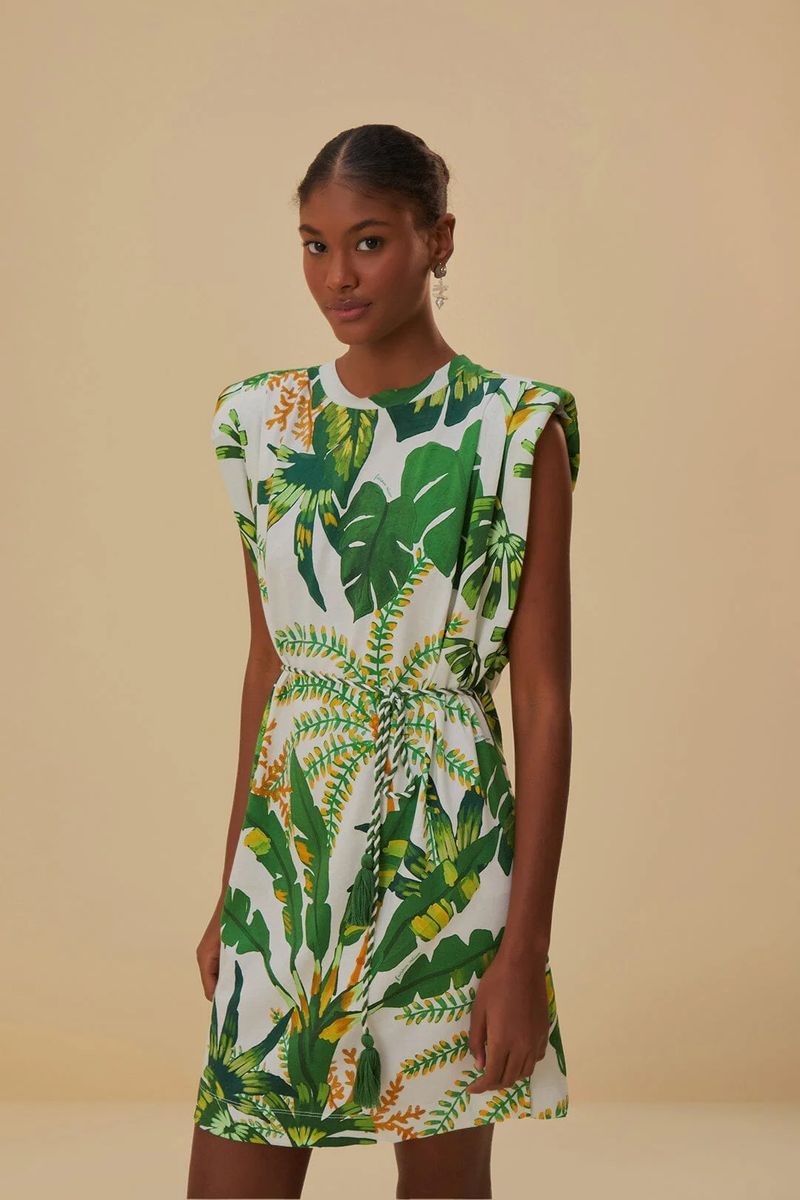 Ärmelloses T-Shirt-Kleid mit tropischem Print