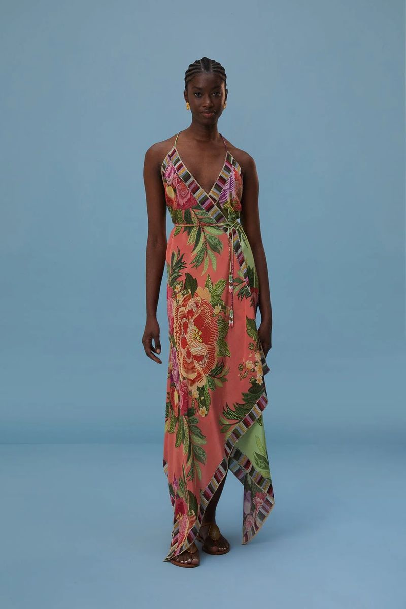 Wickel-Überkleid mit Blumendruck