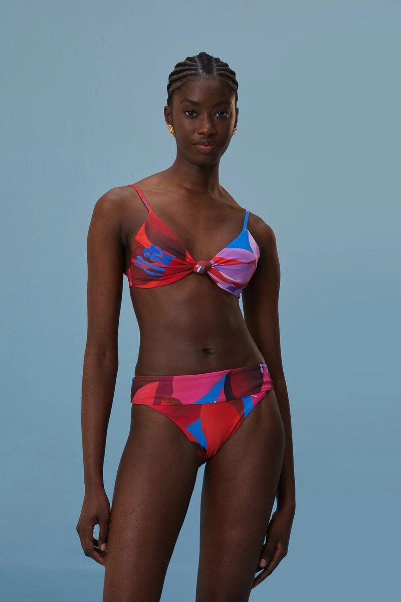 Bikinihose mit Aquarell-Blumenmuster