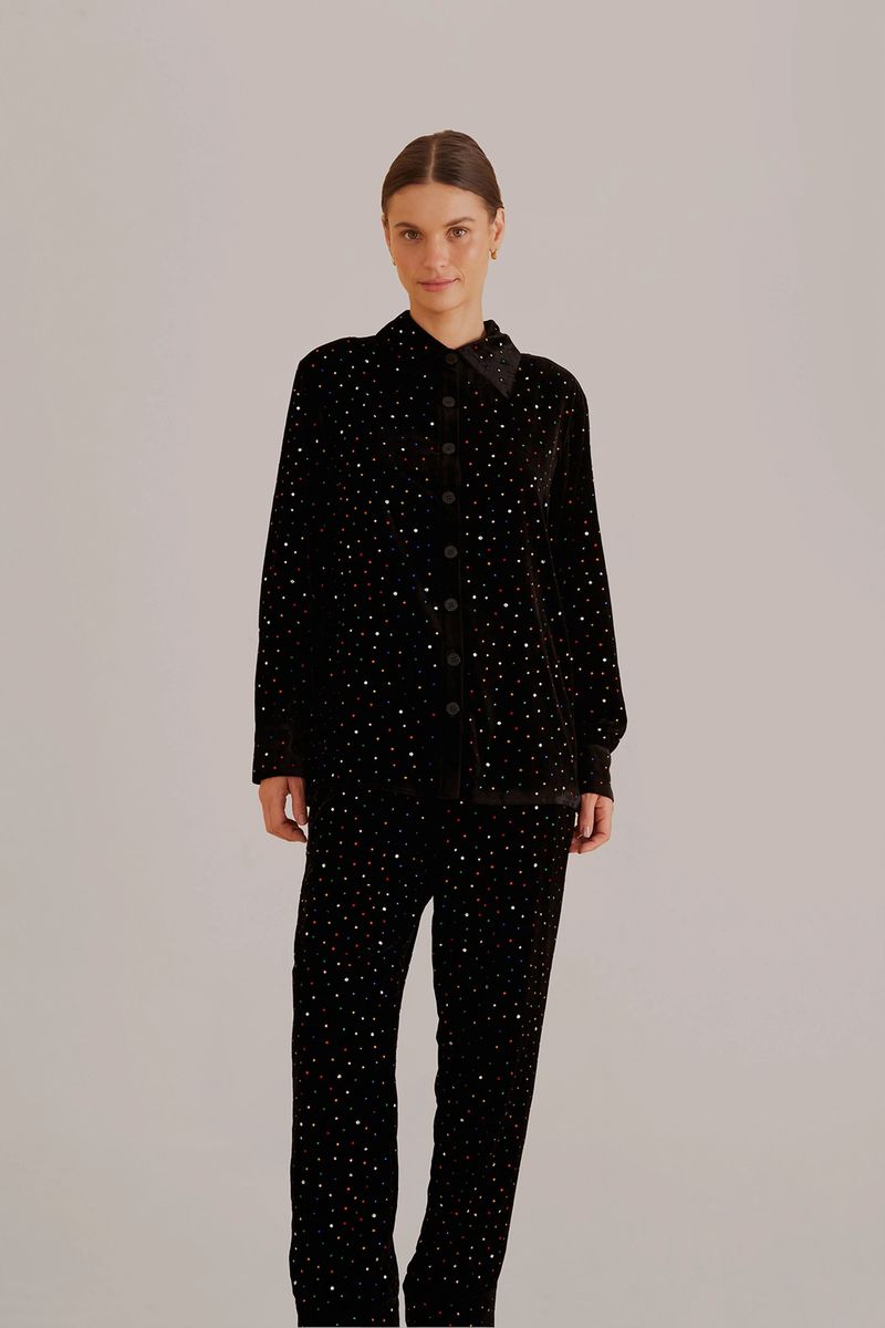 Funkelnde Samt-Loungewear-Hose