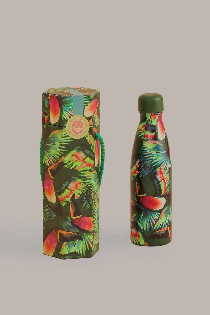 Wasserflasche mit tropischem Tukan-Print