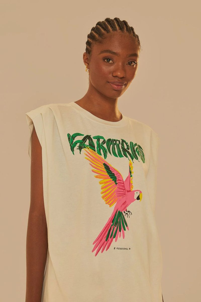 Bio-Baumwoll-T-Shirt mit Papageien-Grafik