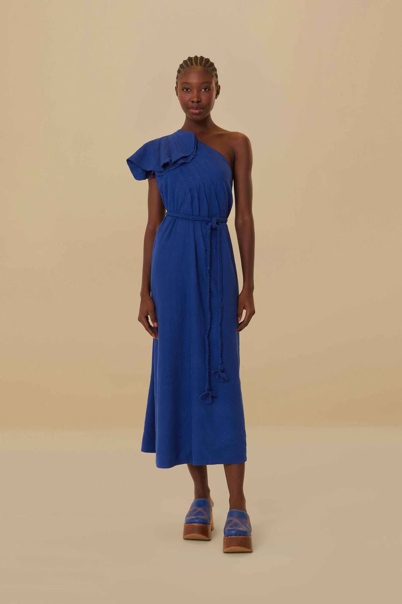 Elegantes One-Shoulder Midikleid