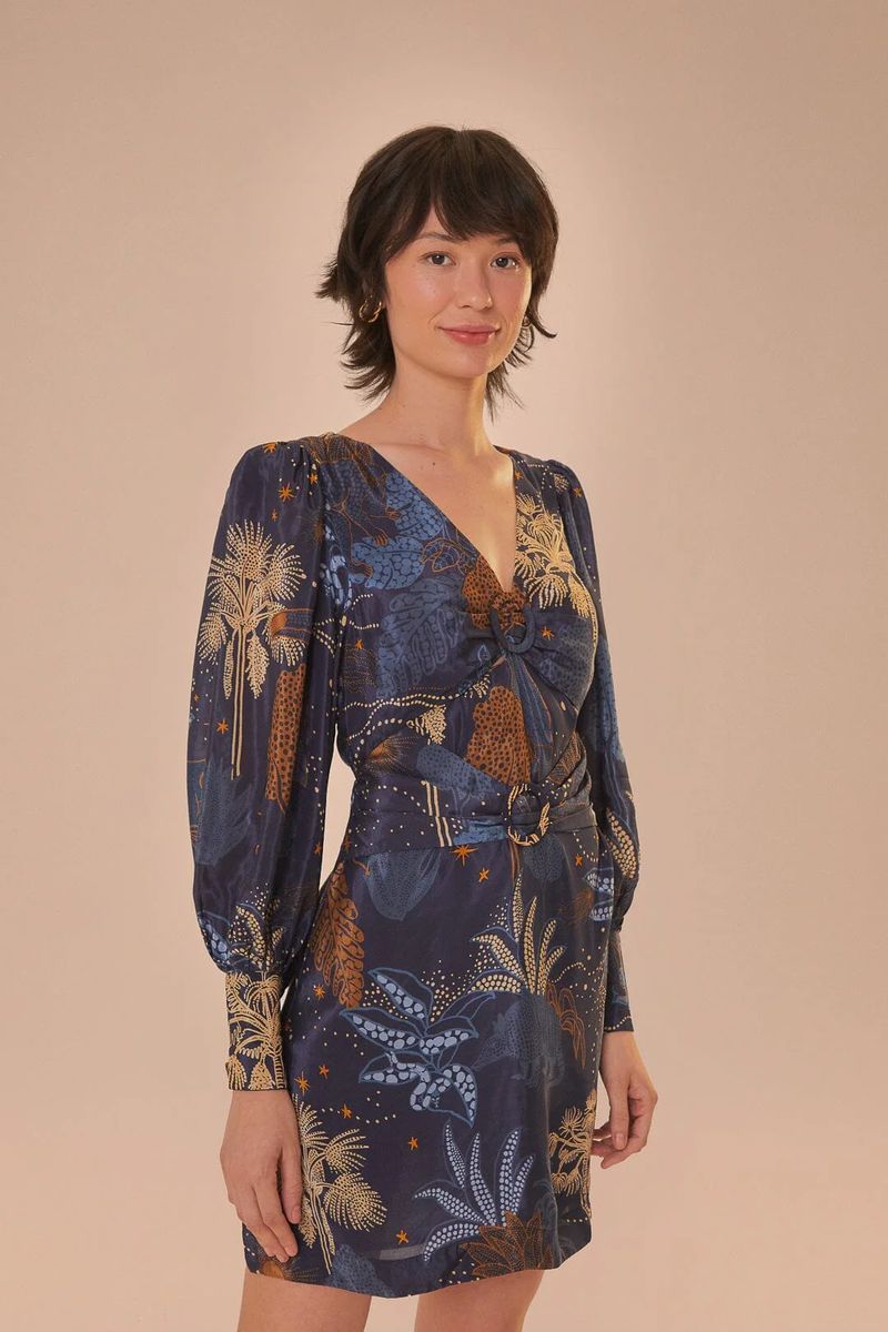 Nacht Dschungel Mini Kleid mit Muster