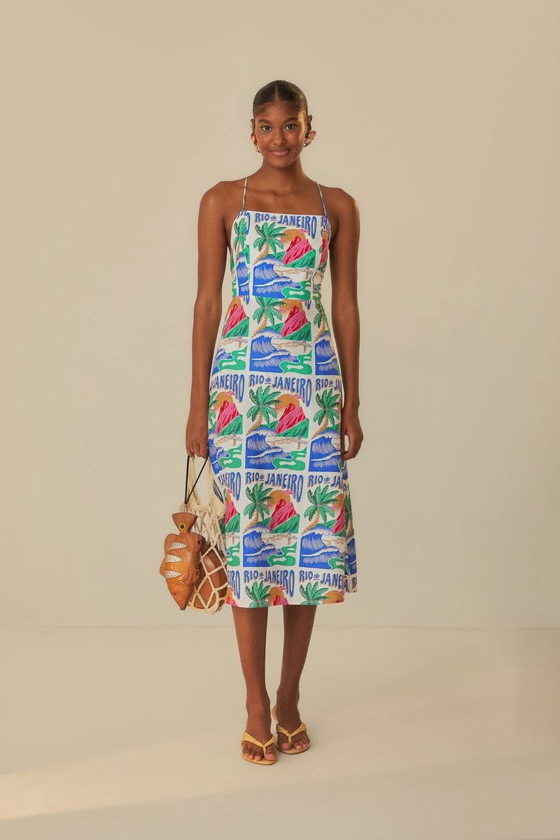Rio de Janeiro Print Midikleid