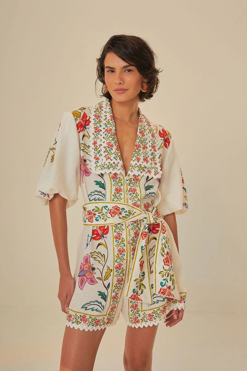 Romper mit Blumendruck und Gürtel
