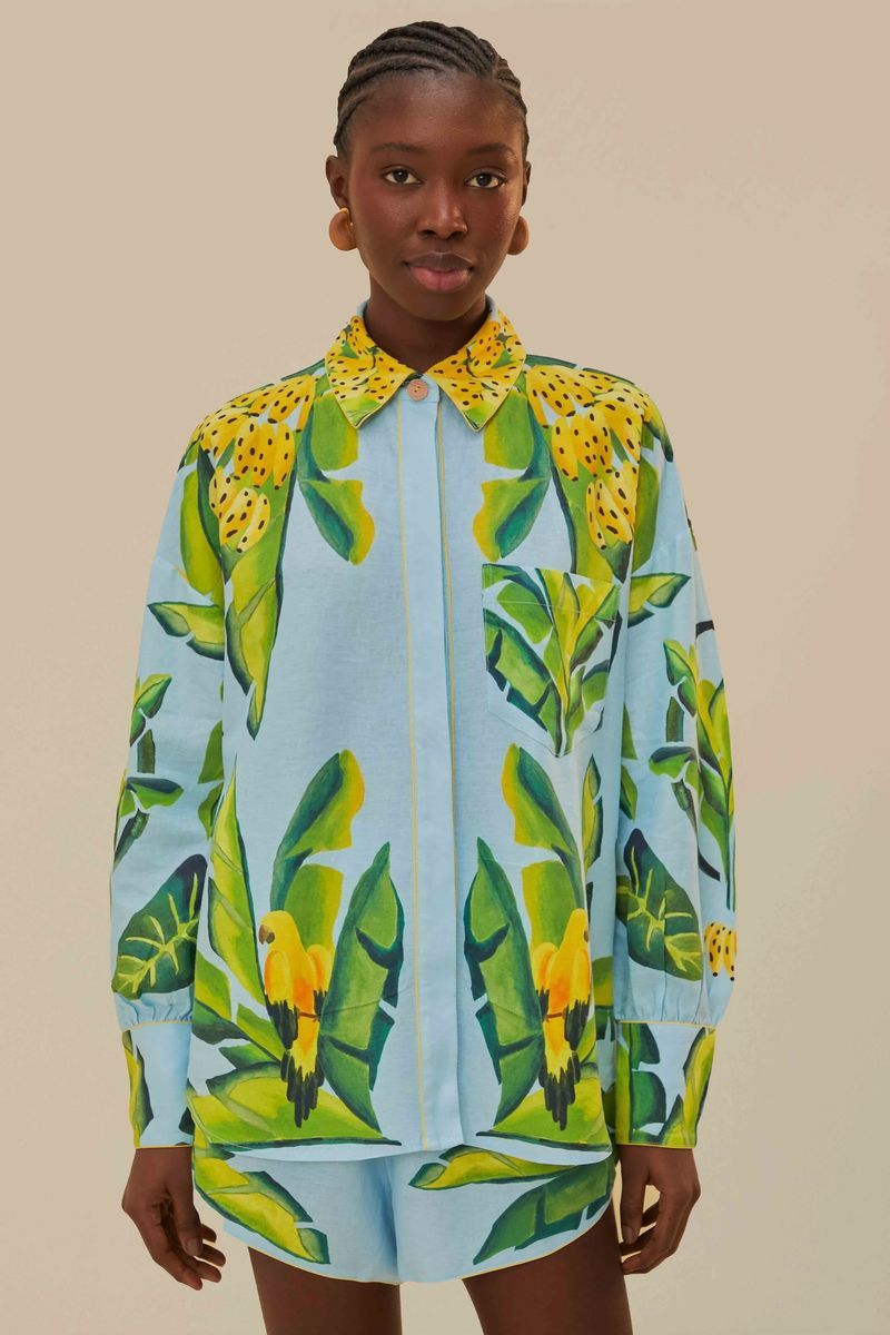 Shirt mit entspanntem tropischem Print
