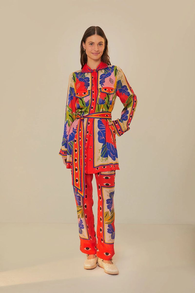 Pyjamahose mit surrealem Schalprint