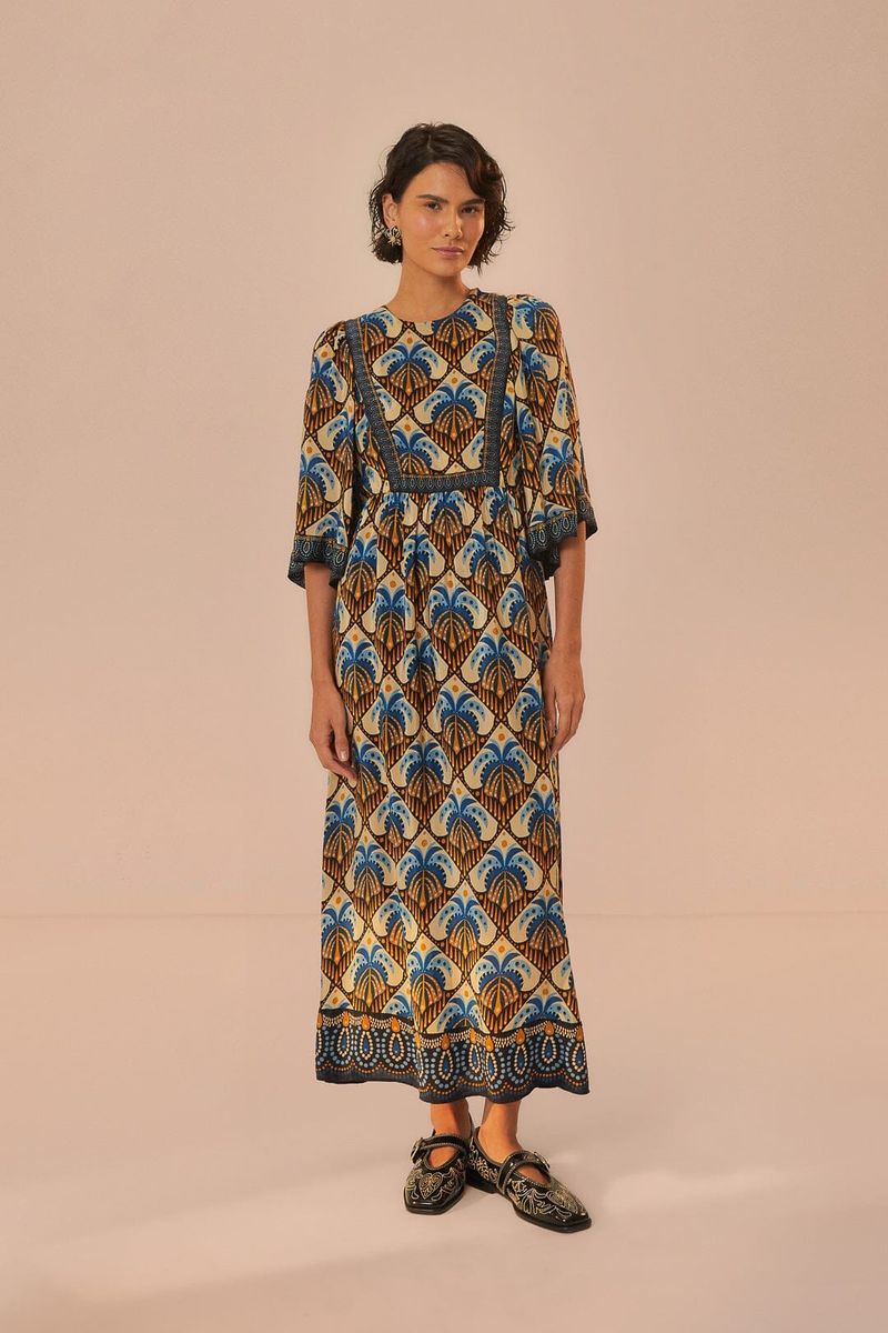 Boho Maxikleid mit Palmenmuster