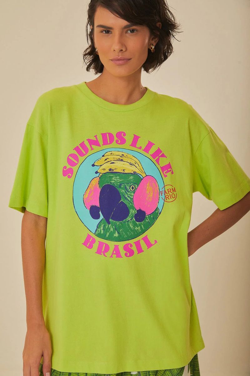Lebhaftes Papageien-Grafik Baumwoll-T-Shirt