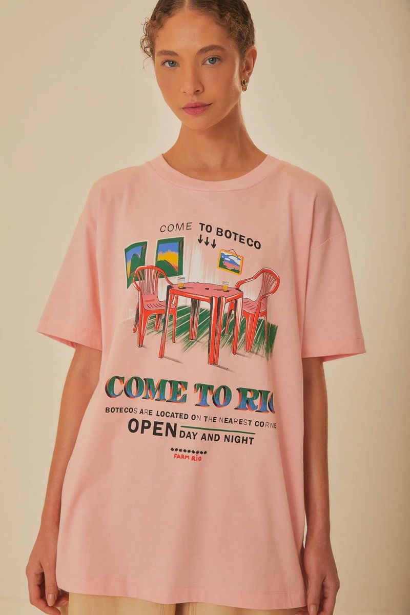Pink Come To Rio Grafik T-Shirt