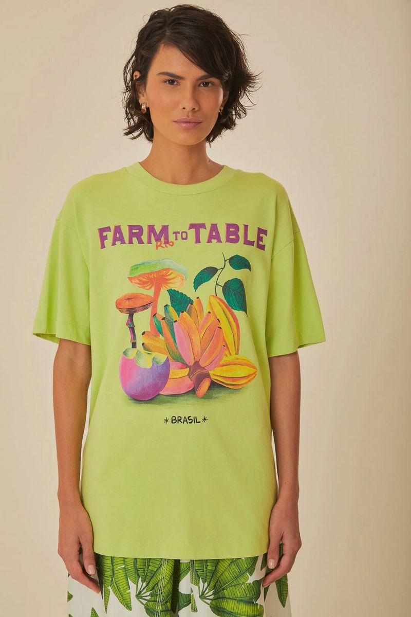 Bio-Baumwoll T-Shirt mit tropischem Print