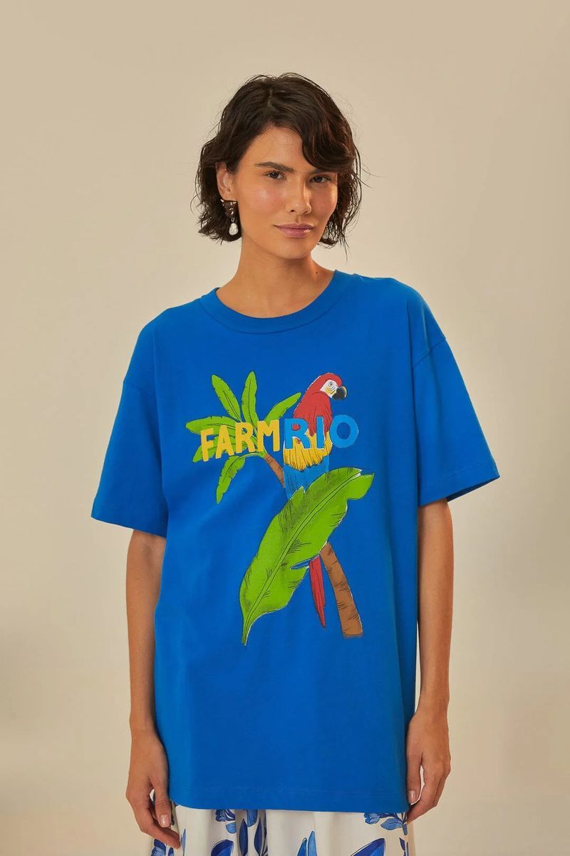 Lässiges T-Shirt mit tropischem Papageienmuster