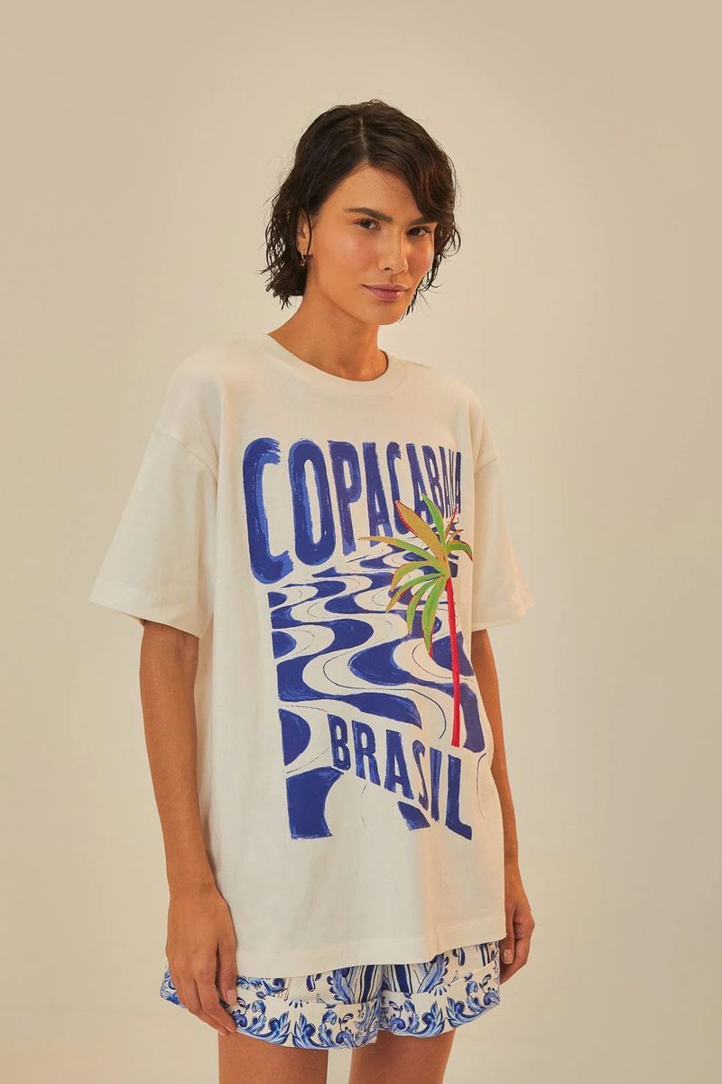 Lässiges T-Shirt mit Copacabana-Grafikprint
