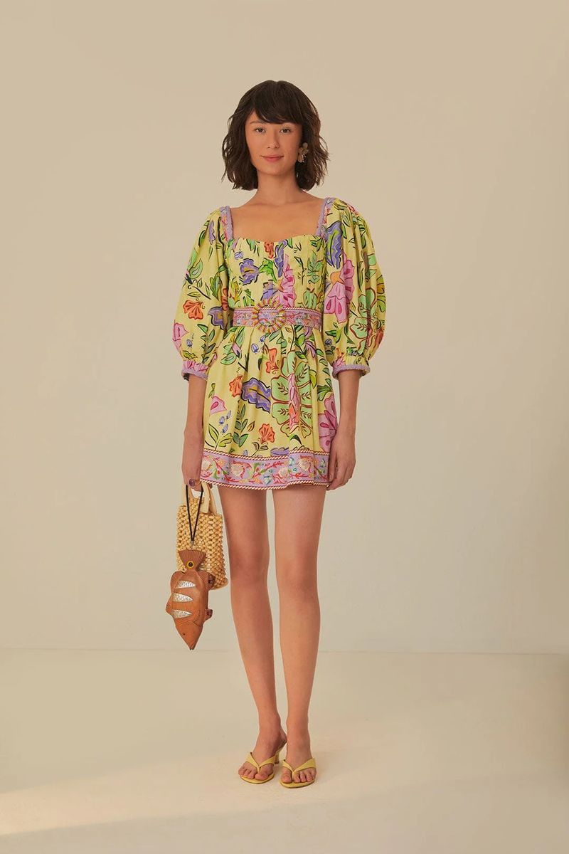 Mini Kleid mit Blumen- und Insektendruck
