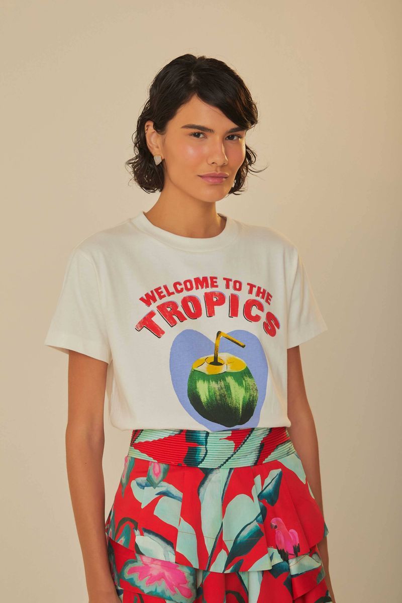 Tropisches Kokosnuss-Grafik Bio-Baumwoll-T-Shirt