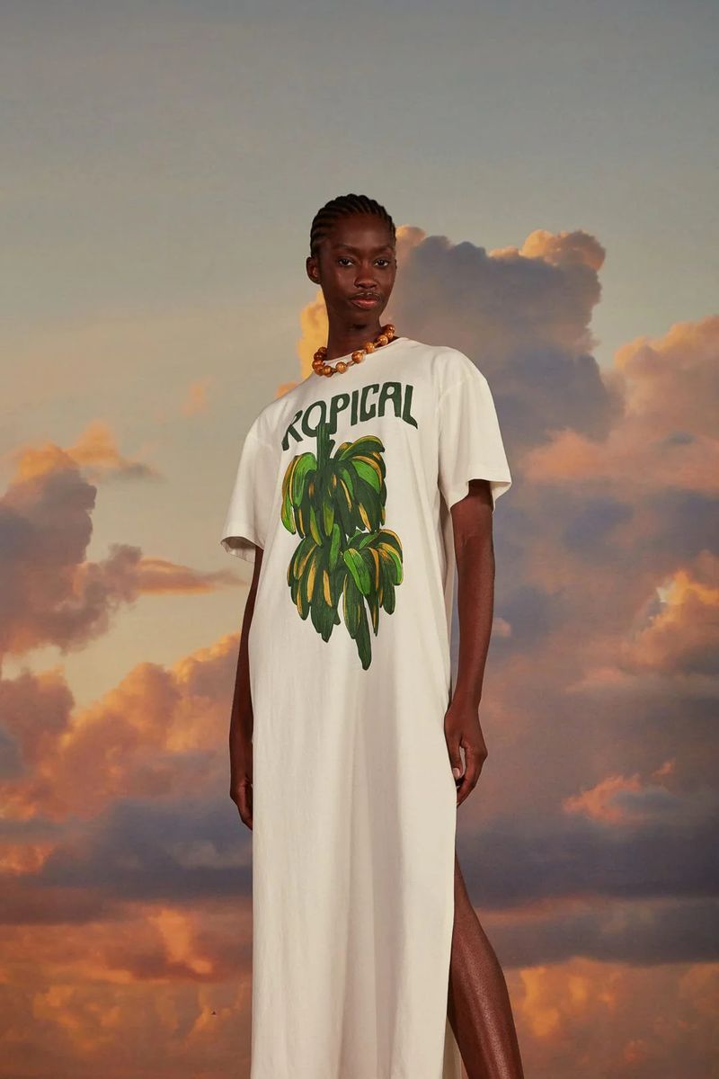 Tropisches Bananen-Grafik-T-Shirt-Kleid