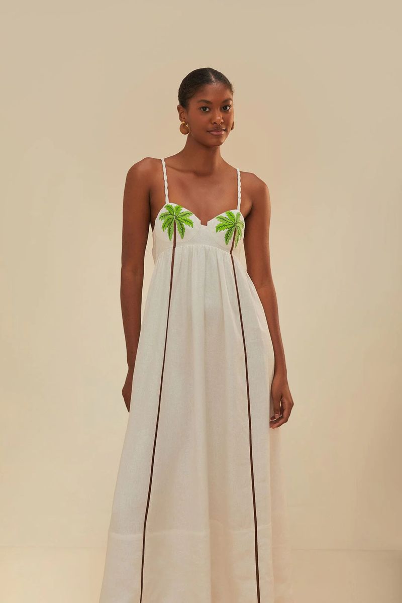 Besticktes Palmen-Maxikleid